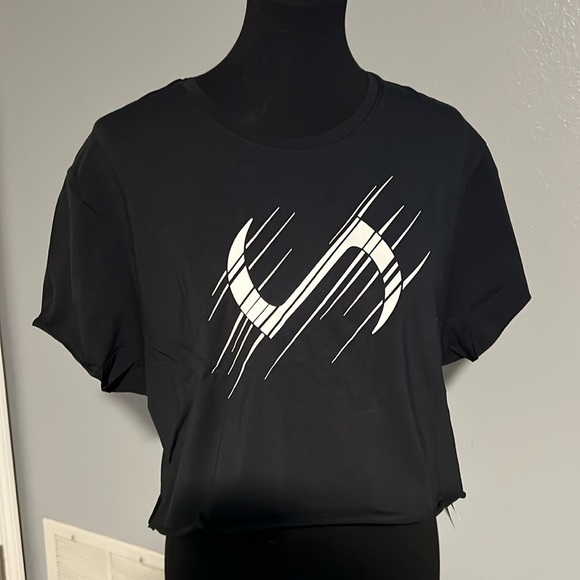 TLF Lift Oversized Gym Crop Tee Black & White Large raw edge - Picture 14 of 14